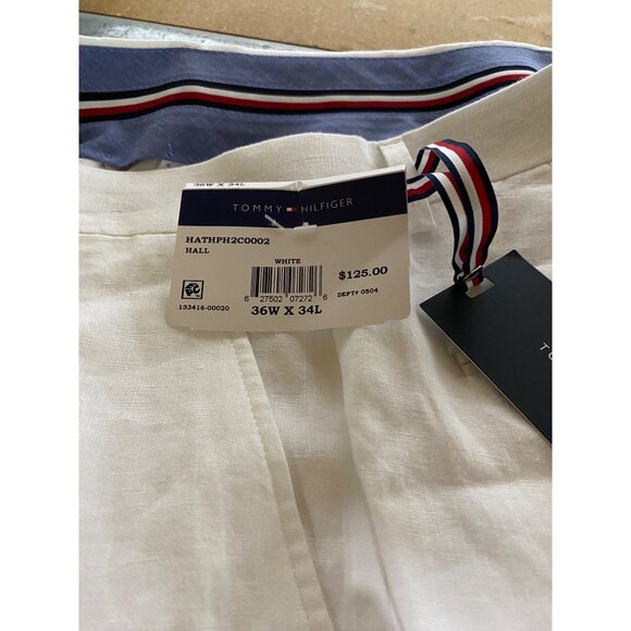 Tommy Hilfiger Mens Modern Fit Flat Front Pure Linen Pant White Size 36 X 34 NWT - Picture 8 of 9